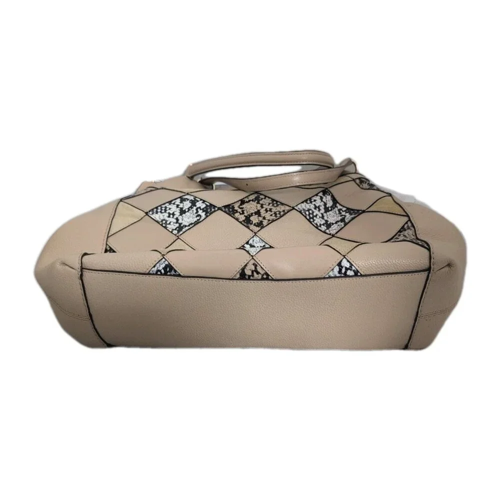 Coach‎ Leather Snakeskin Patchwork Lexy Shoulder Bag Beechwood Beige - New